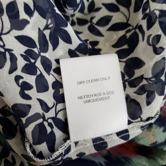 Joie Silk Patchwork Blouse Floral Boho Semi-Sheer Orange White Women Medium - Picture 11 of 11